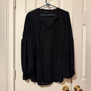 Lane Bryant Black Blouse with Lace Accents Size 16 NWOT